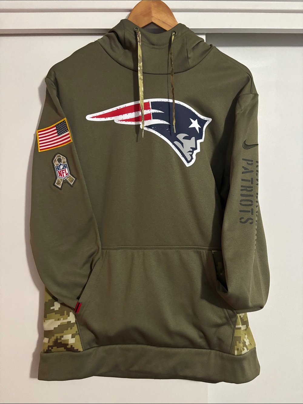 Nike Olive Green New England Patriots Crewneck Sweatshirt